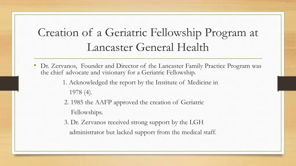 creation of a geriatric fellowship program