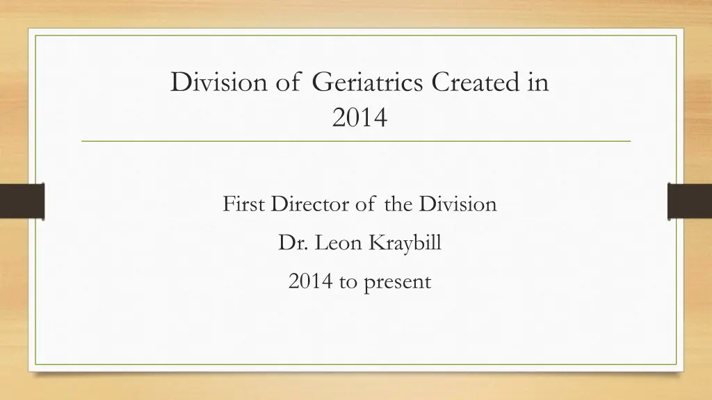 division of geriatrics created in 2014