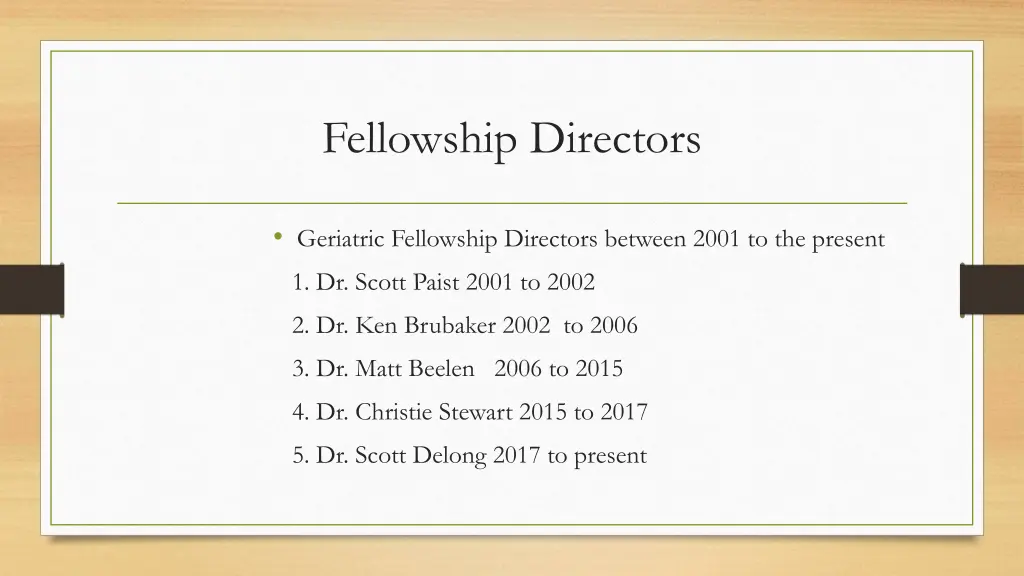 fellowship directors