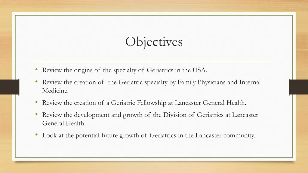 objectives