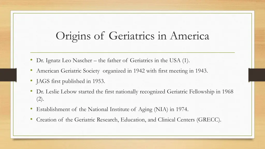 origins of geriatrics in america