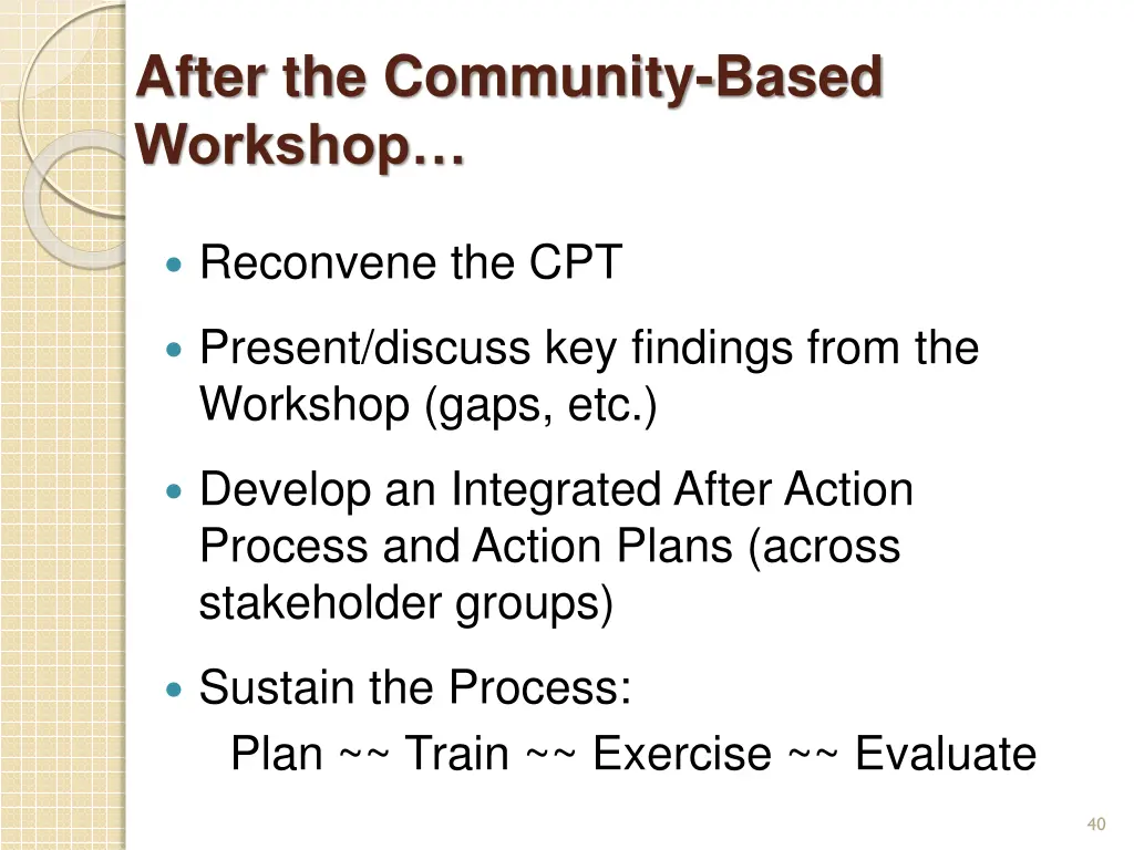 after the community based workshop