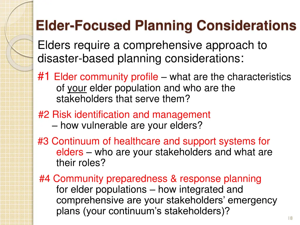 elder focused planning considerations elders