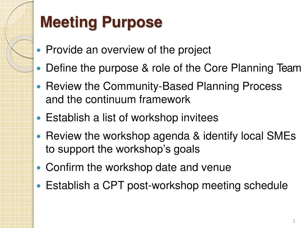 meeting purpose