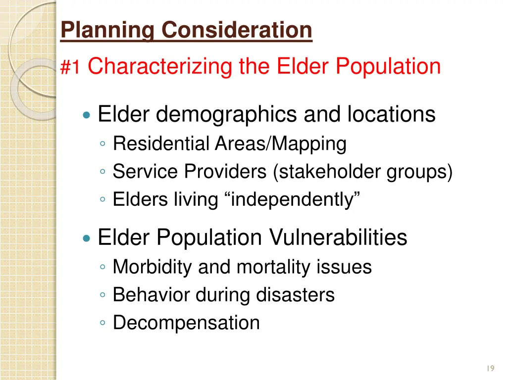 planning consideration 1 characterizing the elder