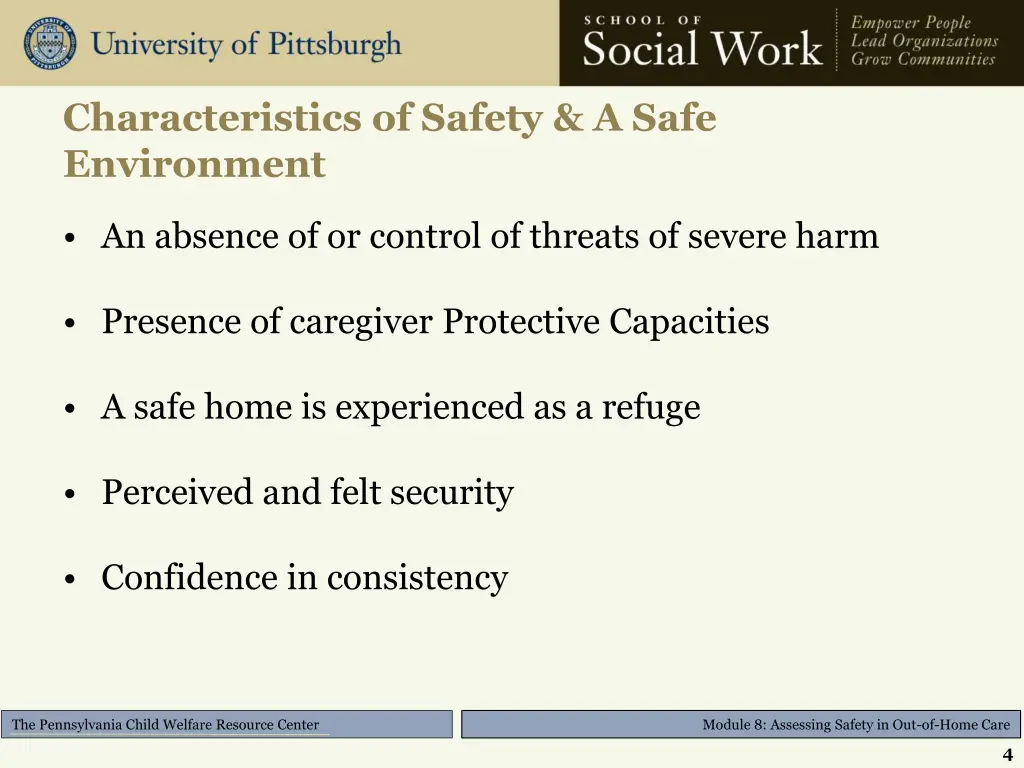 characteristics of safety a safe environment