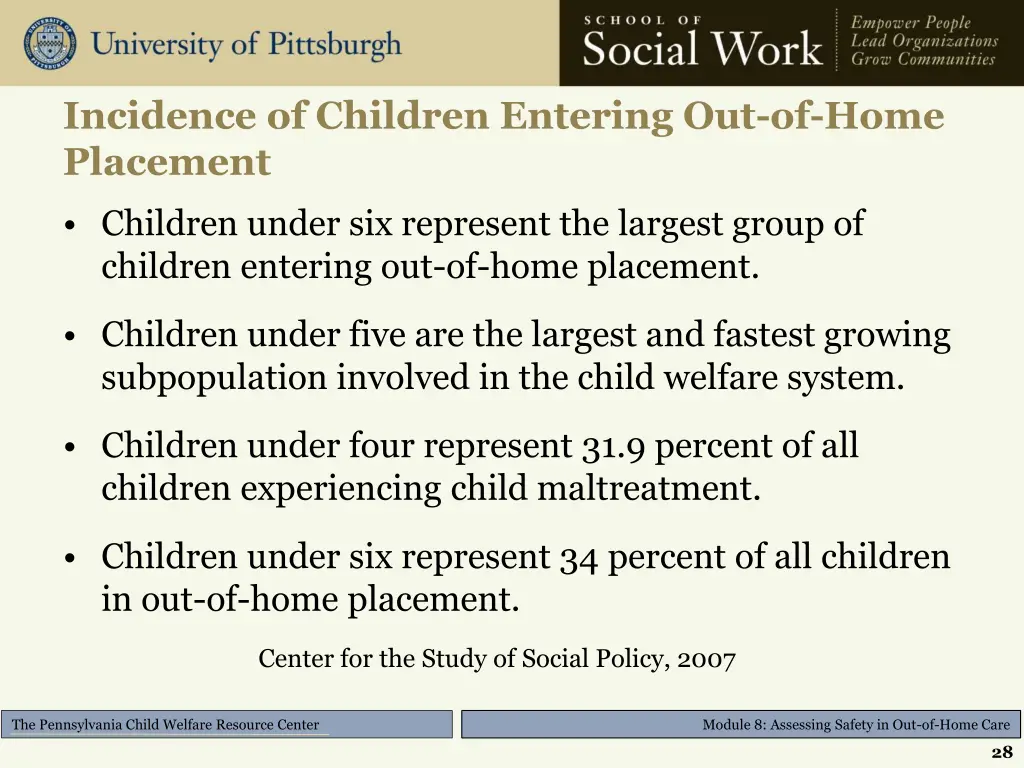 incidence of children entering out of home