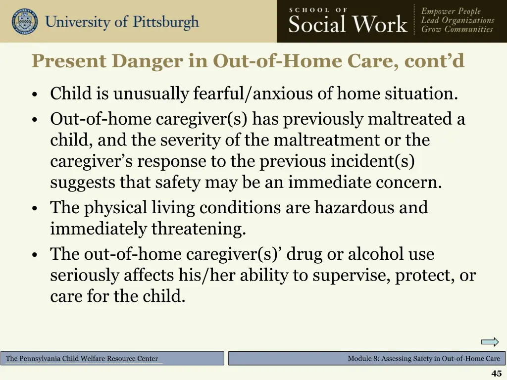 present danger in out of home care cont d 1