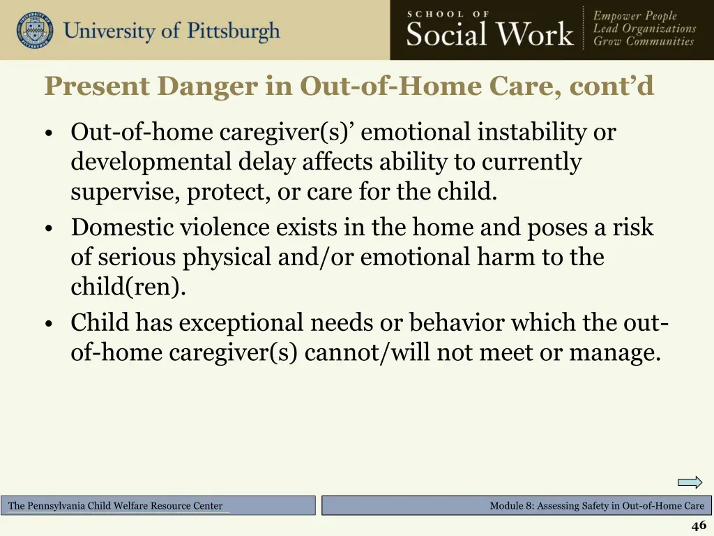 present danger in out of home care cont d 2