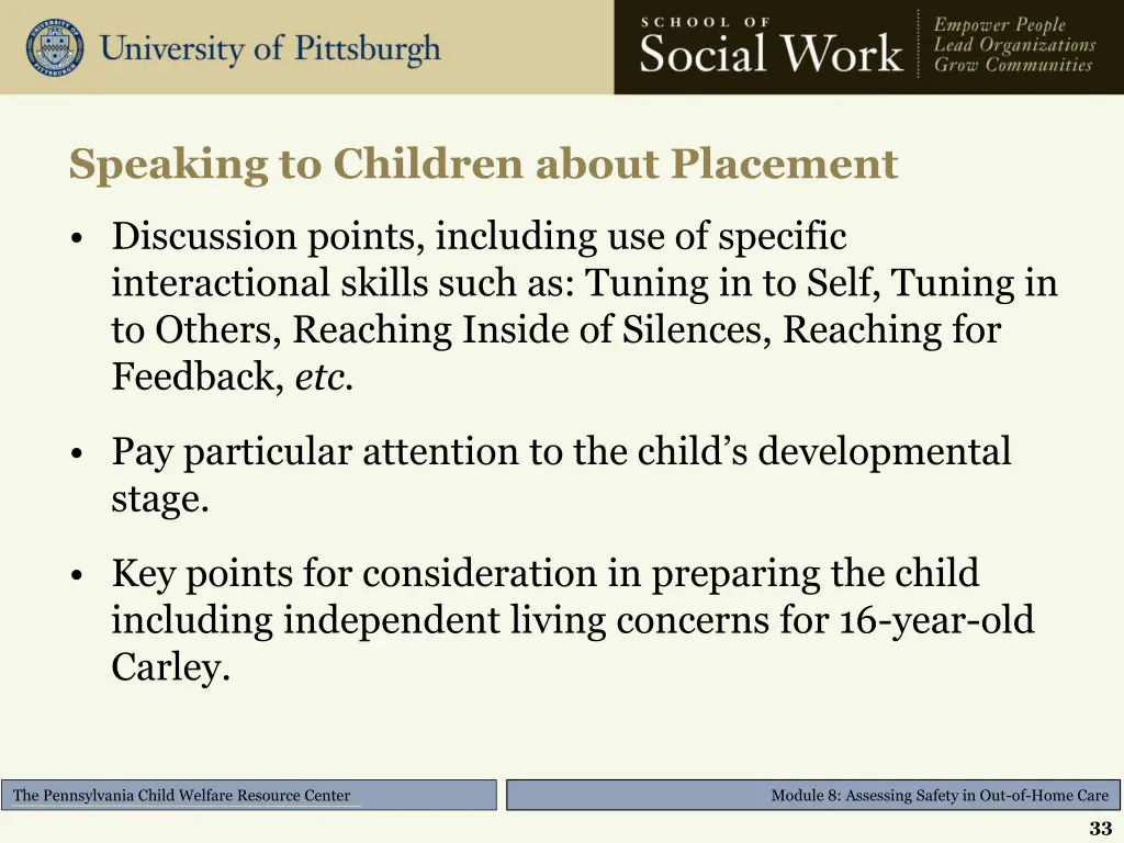 speaking to children about placement