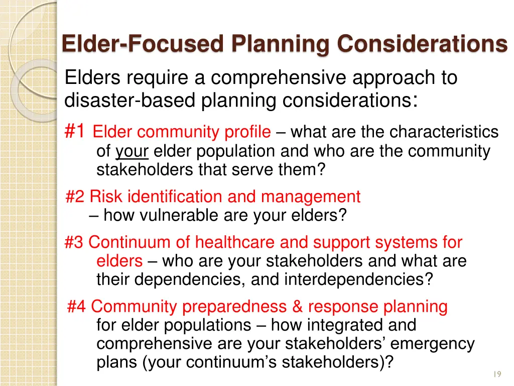 elder focused planning considerations elders