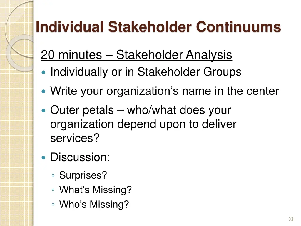 individual stakeholder continuums