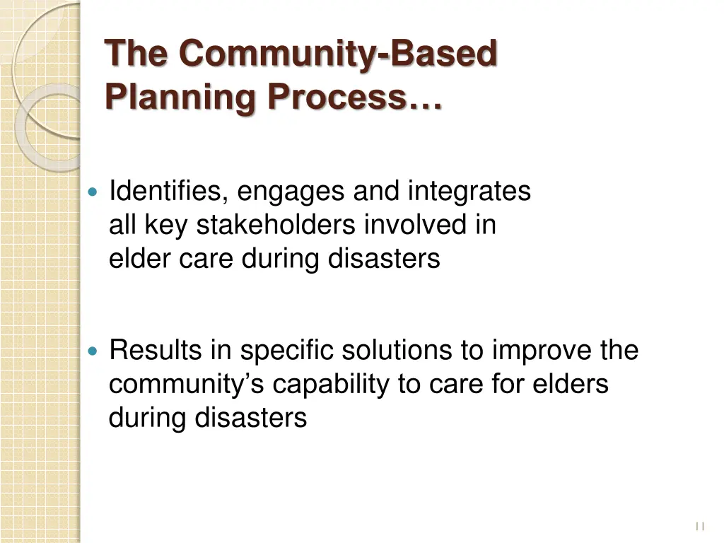 the community based planning process