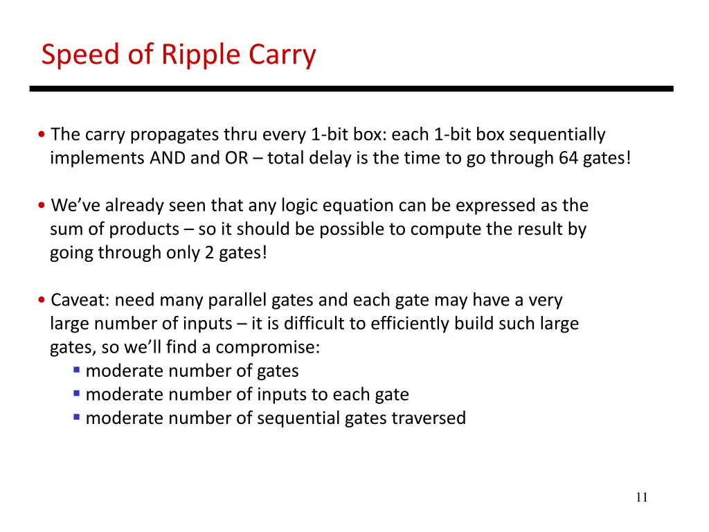 speed of ripple carry