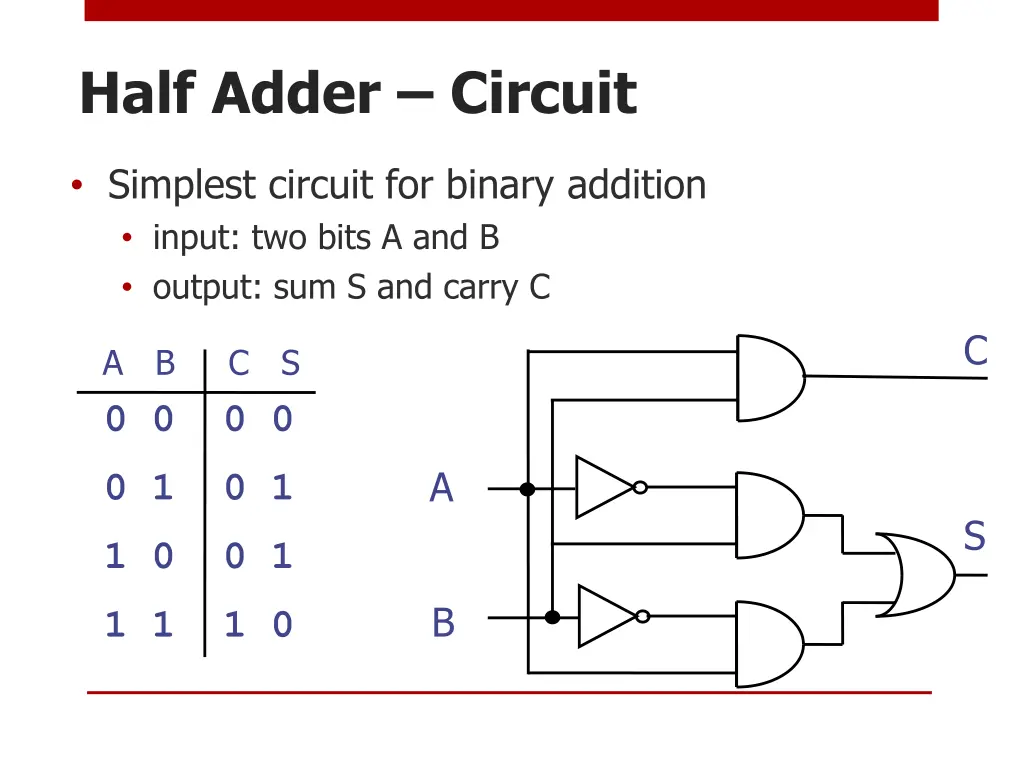 half adder circuit