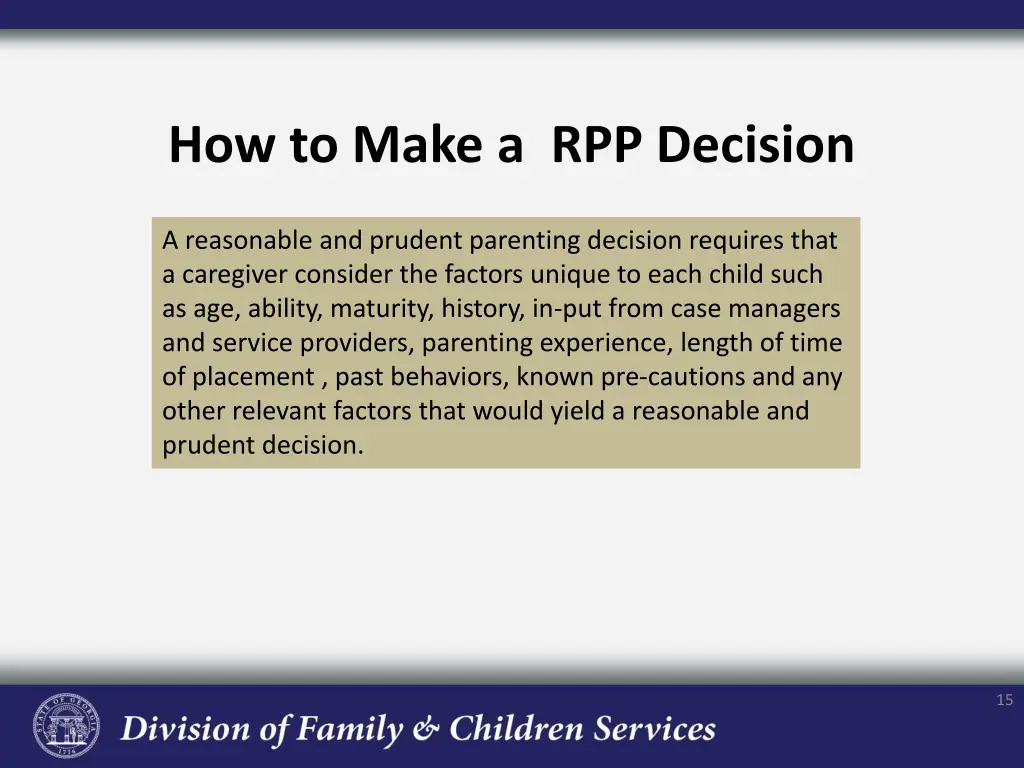 how to make a rpp decision