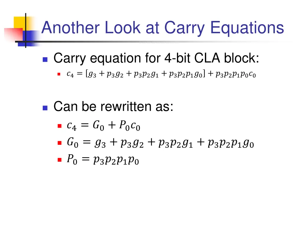 another look at carry equations 1