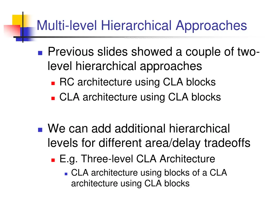 multi level hierarchical approaches