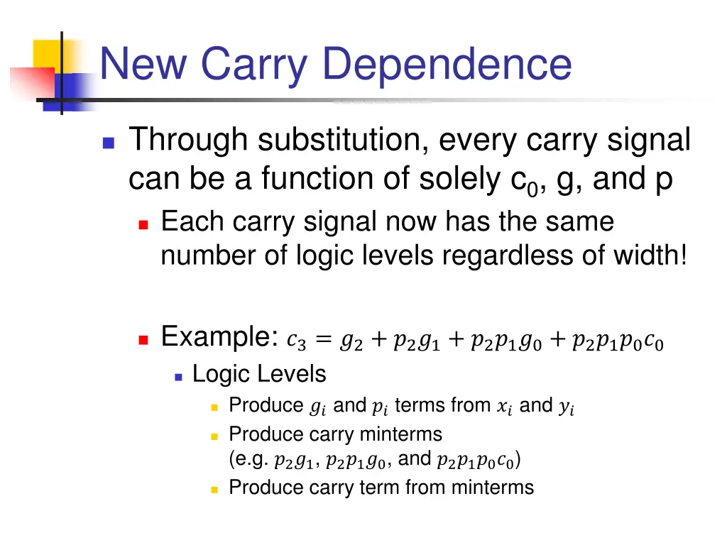 new carry dependence