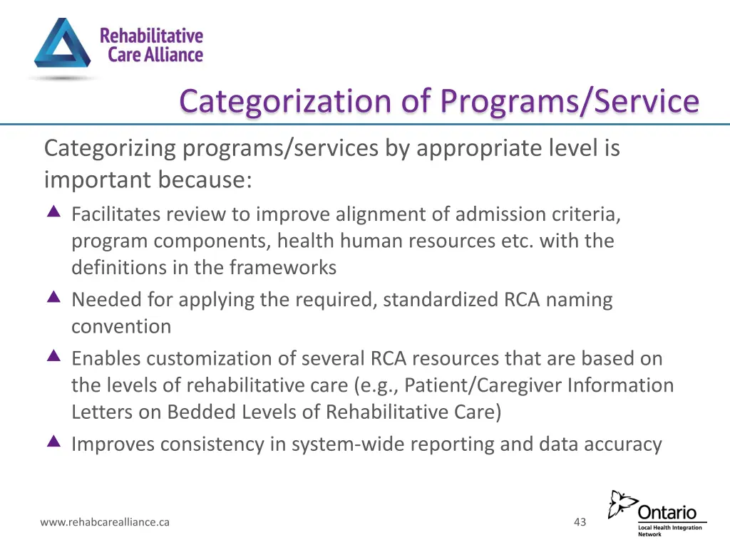 categorization of programs service