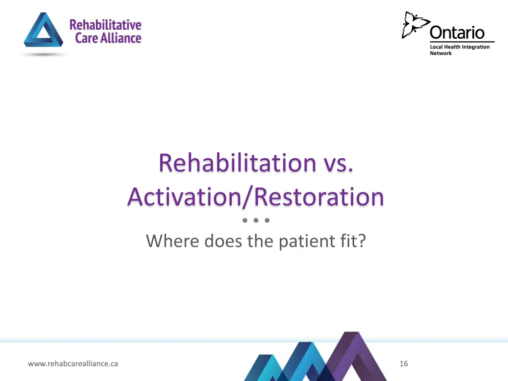 rehabilitation vs activation restoration