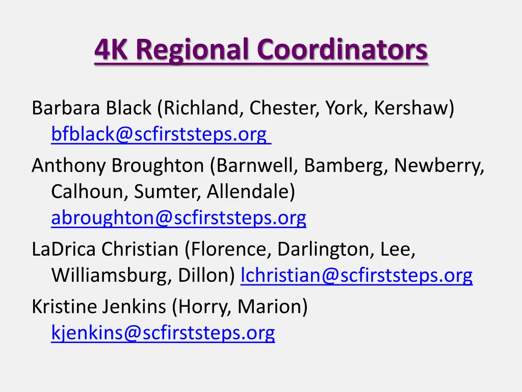 4k regional coordinators