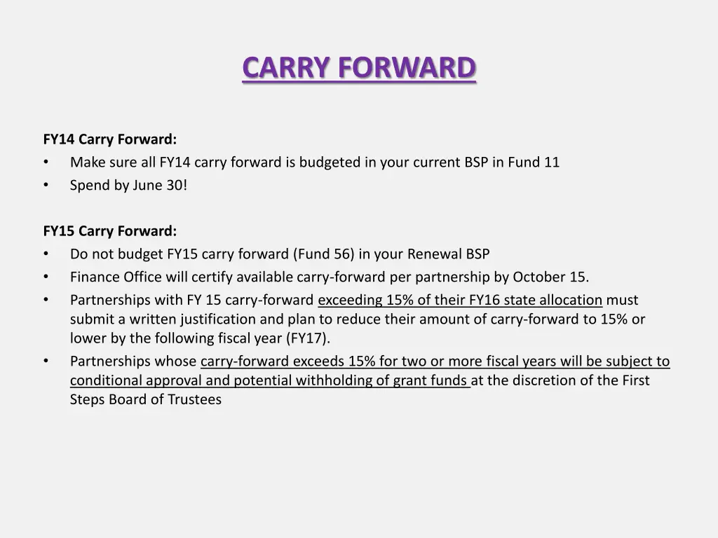 carry forward