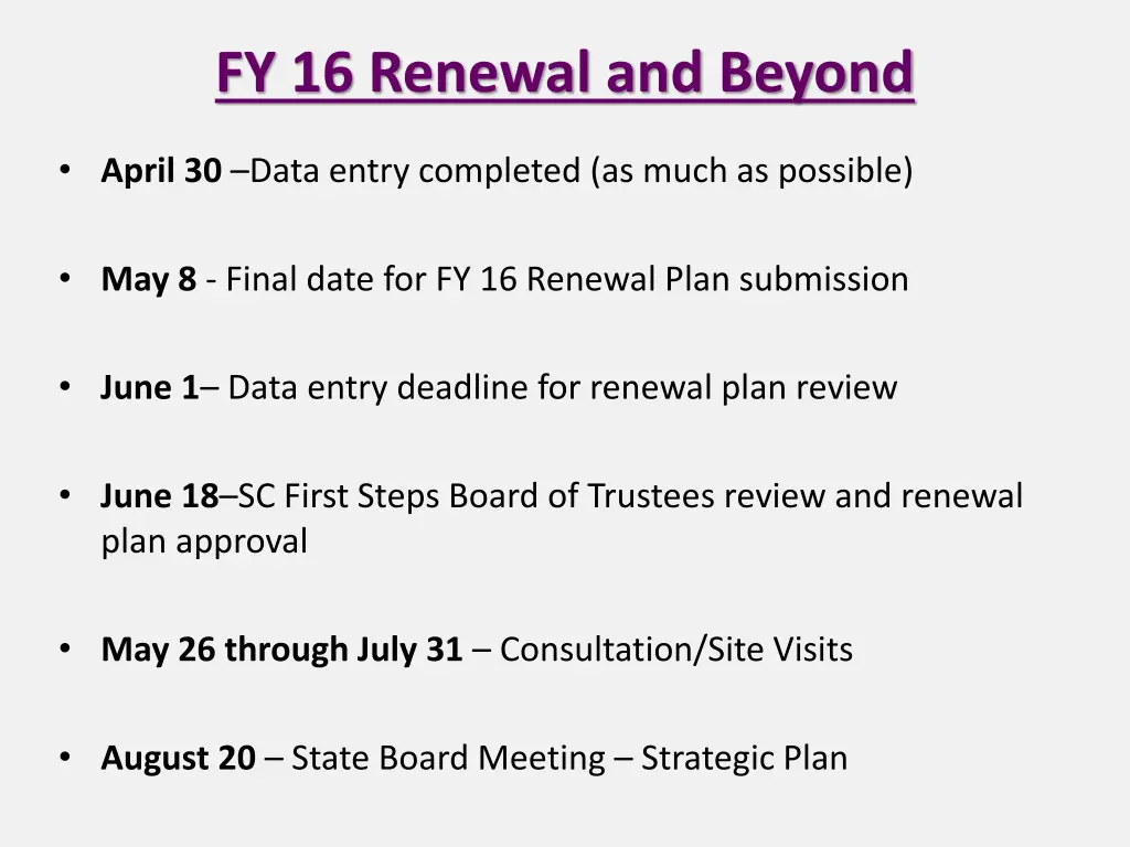 fy 16 renewal and beyond