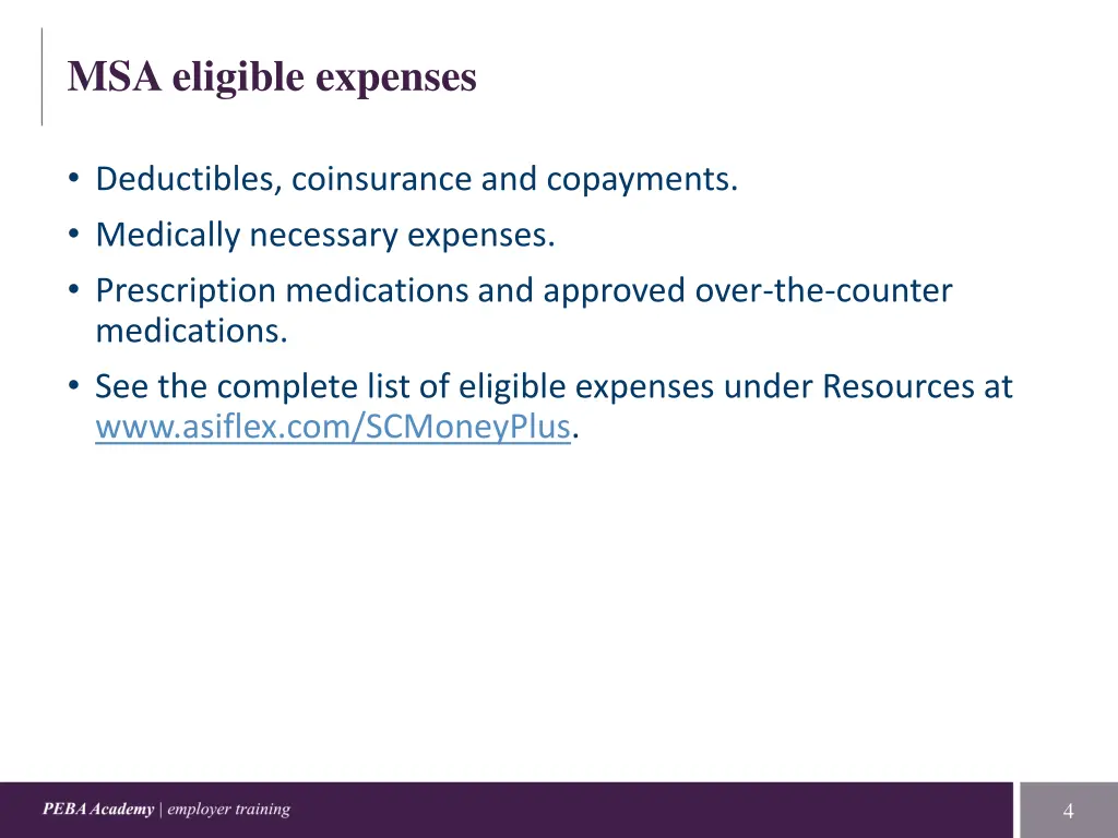 msa eligible expenses