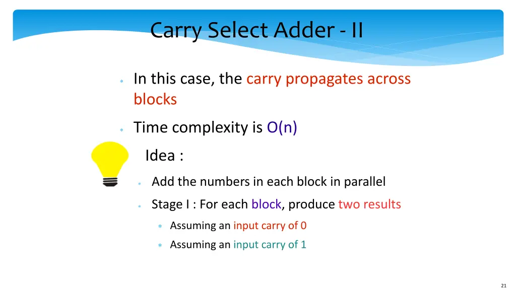 carry select adder ii