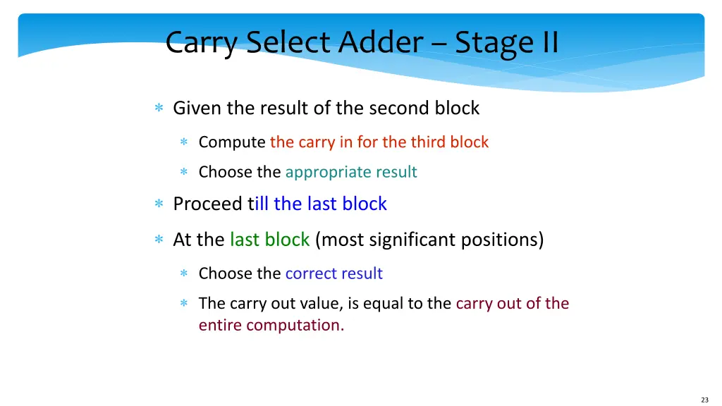 carry select adder stage ii 1