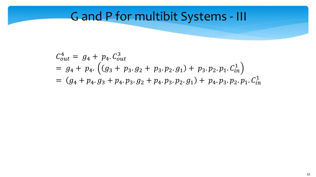 g and p for multibit systems iii