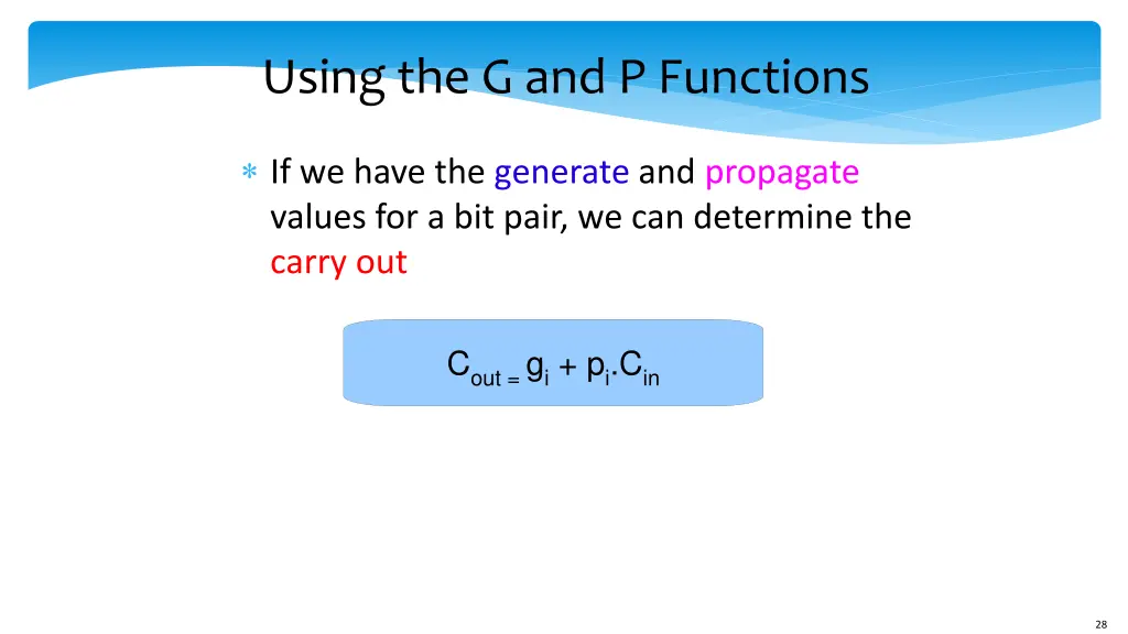 using the g and p functions