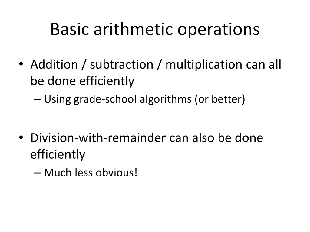 basic arithmetic operations