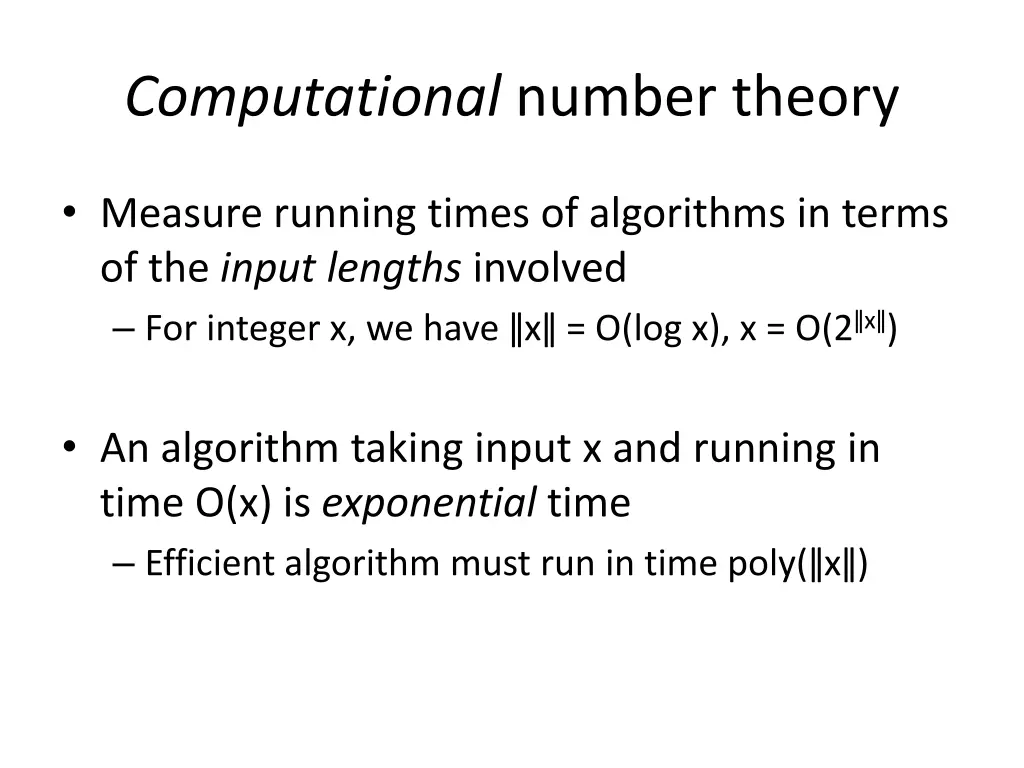 computational number theory 2