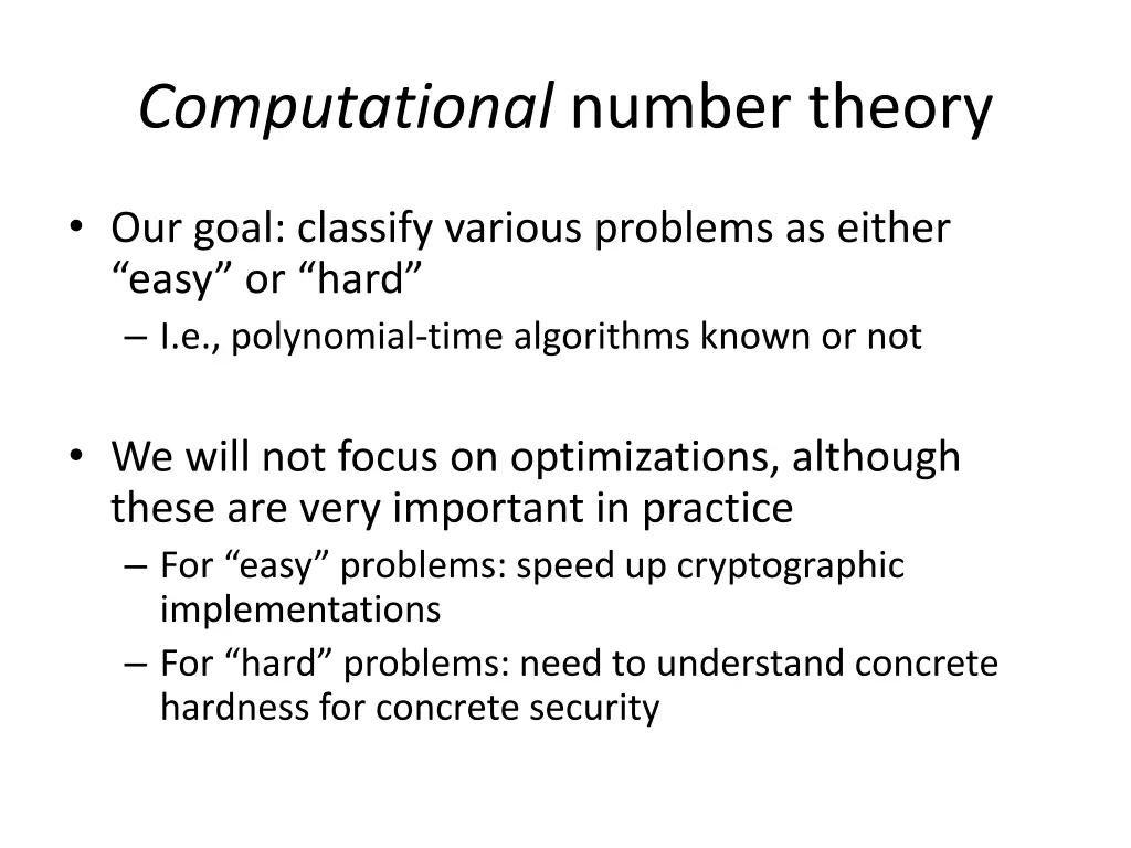 computational number theory 3