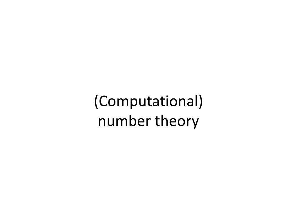 computational number theory