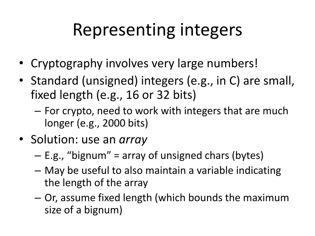 representing integers