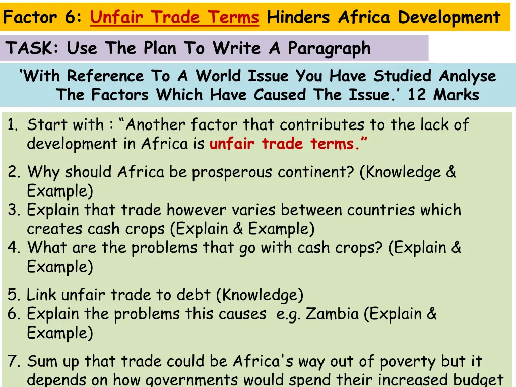 factor 6 unfair trade terms hinders africa