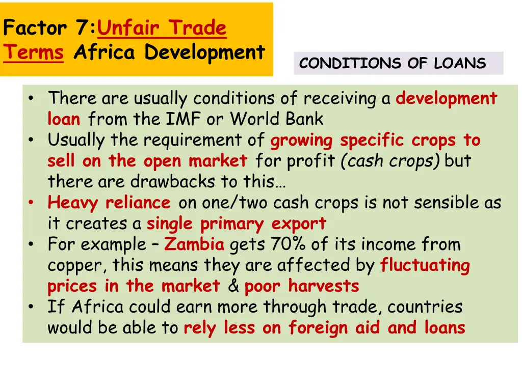 factor 7 unfair trade terms africa development