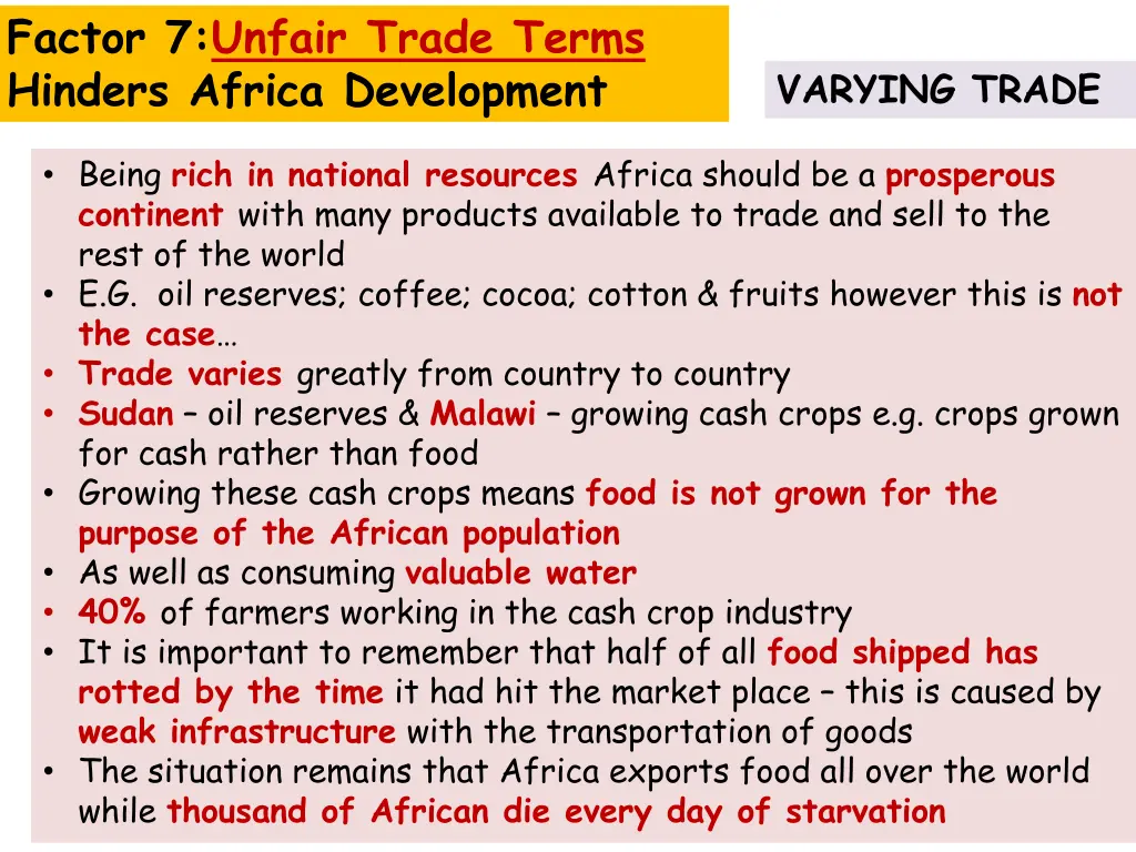 factor 7 unfair trade terms hinders africa