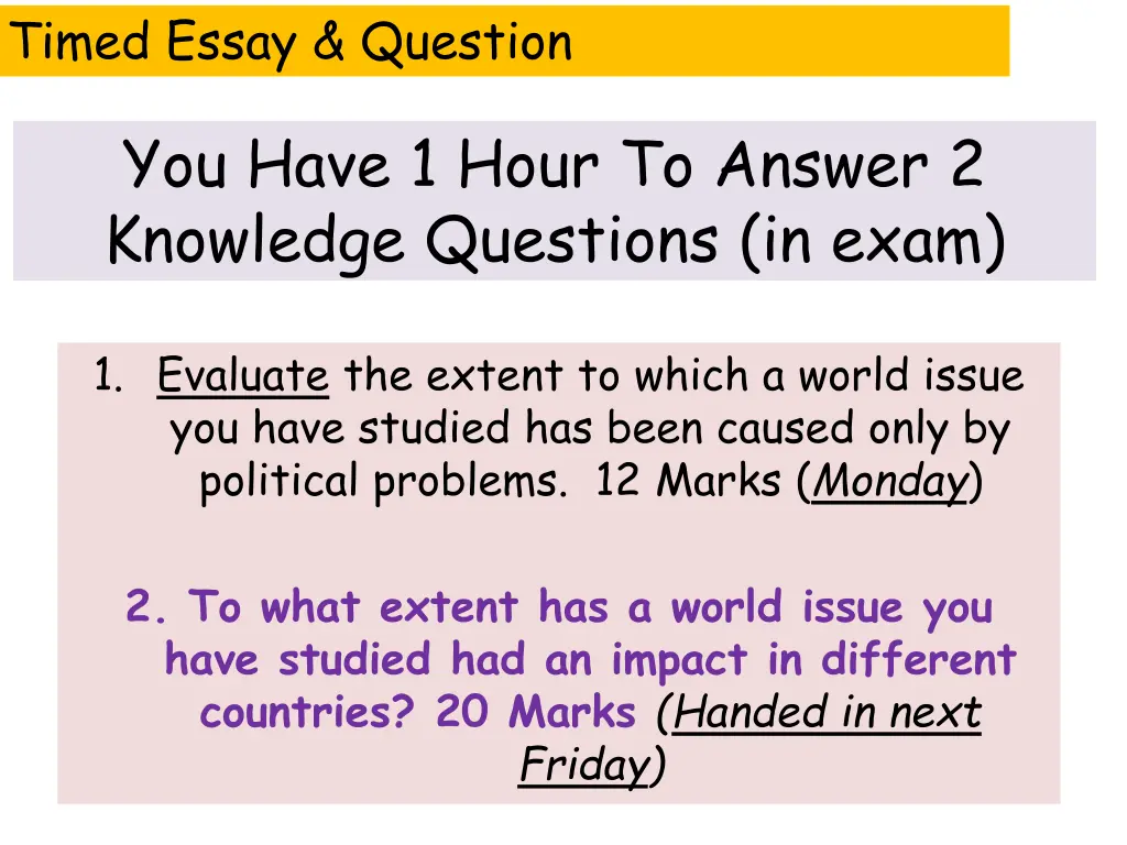 timed essay question