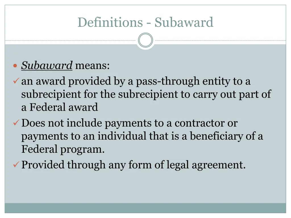 definitions subaward