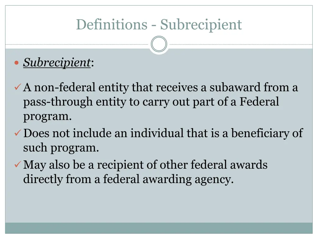 definitions subrecipient