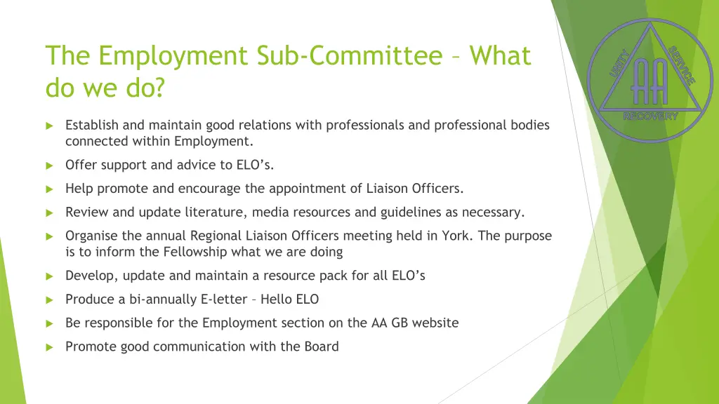 the employment sub committee what do we do