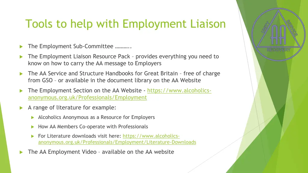 tools to help with employment liaison