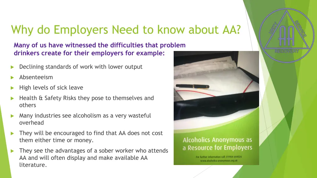 why do employers need to know about aa