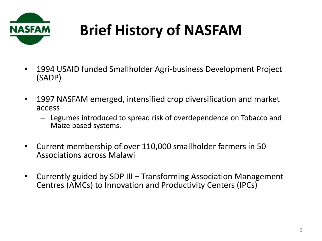 brief history of nasfam