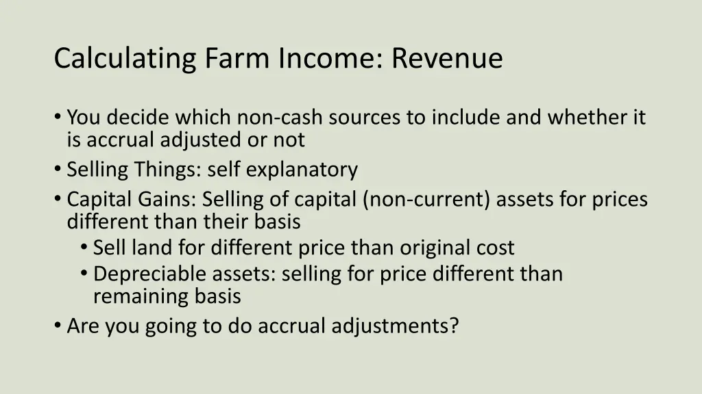 calculating farm income revenue