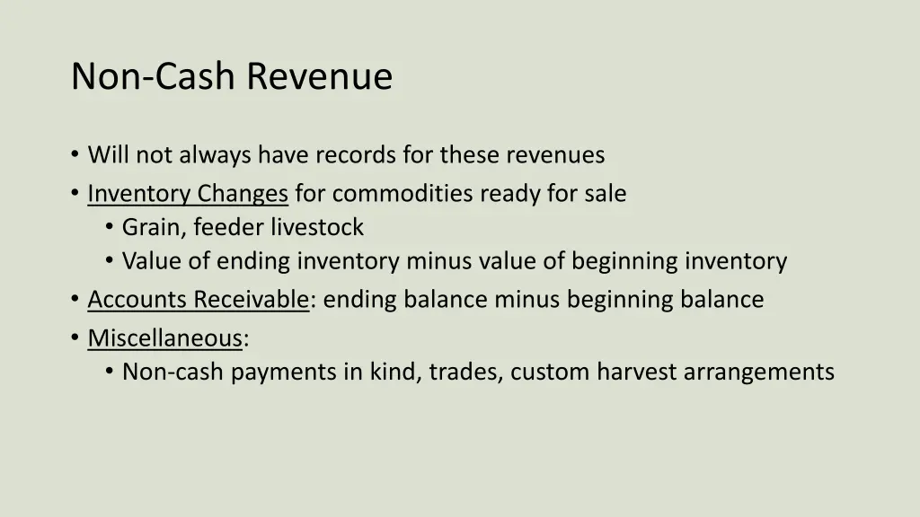 non cash revenue